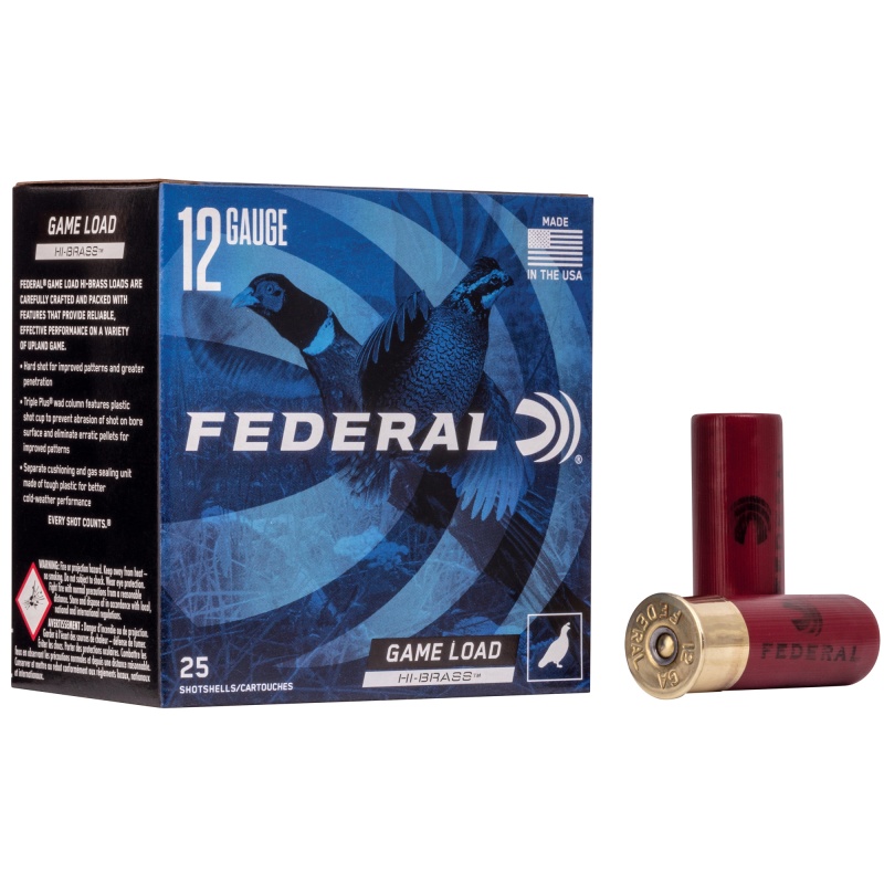 Federal, Game Load, Hi-Brass, 12 Gauge, 2.75", #6, 3 1/4 Dram, 1 1/4 Oz, Shot, 25 Round Box