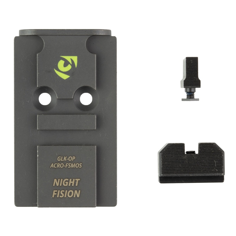 Night Fision, Optic Plate + Backup Sight Combo, Black Sights, Aimpoint Acro Optic Plate, Fits Full Size Glock Mos