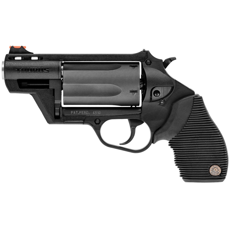 Taurus Usa, Judge, Public Defender, Double Action, Polymer Frame Revolver, Medium Frame, 45 Colt/410 Bore, 2.5" Barrel, 2.5" Chamber, Black, Rubber Grips, Fiber Optic Front Sight, 5 Rounds