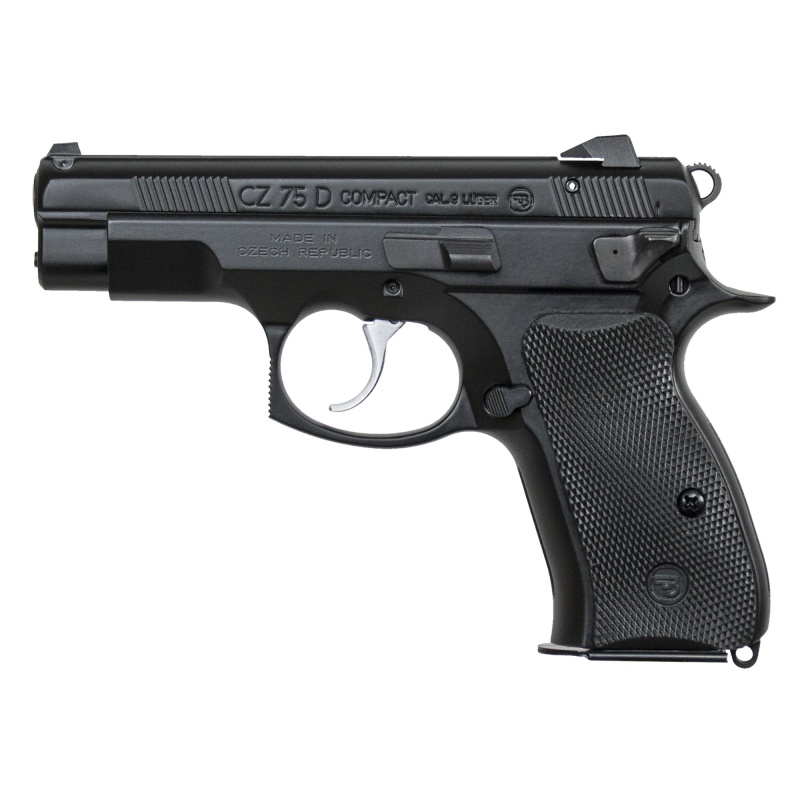 Cz, 75 D Pcr Compact, Double Action/Single Action, Semi-Automatic, Metal Frame Pistol, Compact, 9Mm, 3.75" Cold Hammer Forged Barrel, Black, Rubber Grips, Fixed Sights, Decocker, 10 Rounds, 2 Magazines