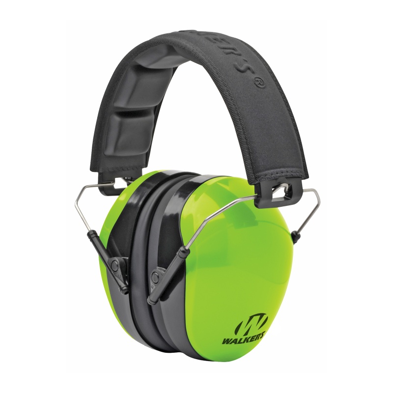 Walker's, Passive, Earmuff, Padded Headband, Folding, Hi Viz Green