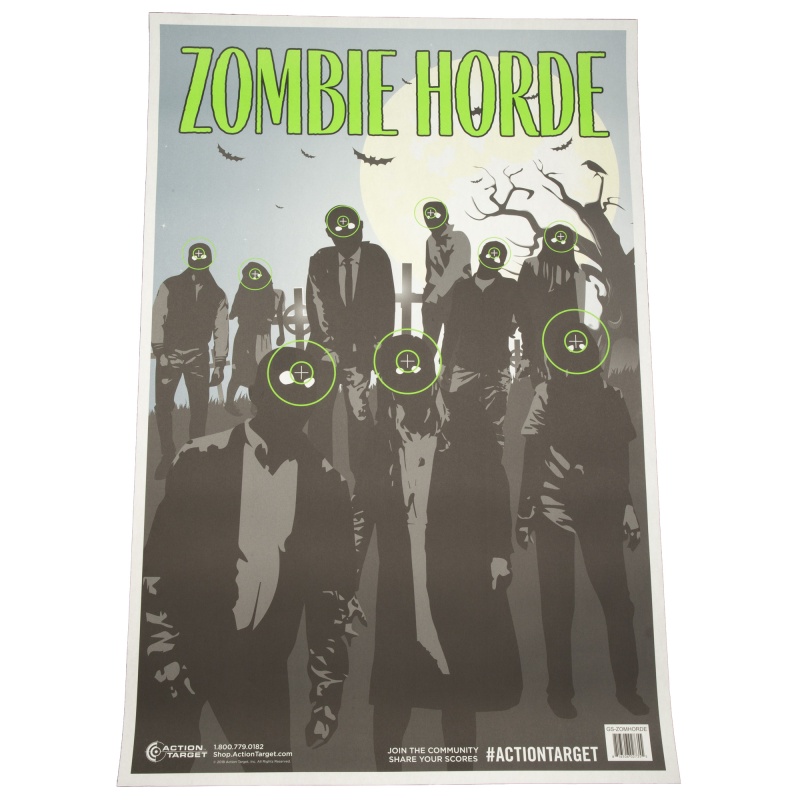 Action Target, Zombie Horde Target, Green And Black, 23"X35", 100 Per Box