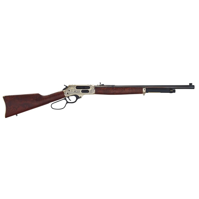 Henry Repeating Arms, Brass, Wildlife Edition, Lever Action Rifle, 45-70 Government, 22" Octagon Barrel, Brass Receiver, Bear And Moose Engraving, Large Loop Lever, Side Gate, Fully Adjustable Semi Buckhorn Sights, American Walnut Stock, 4 Rounds