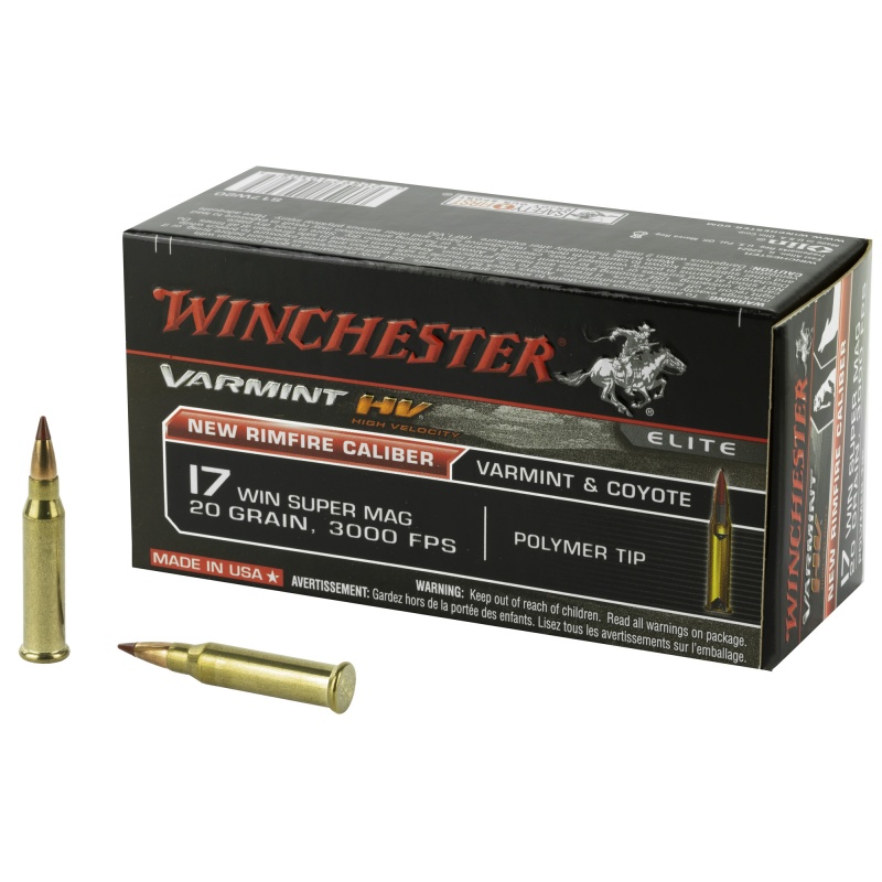 Winchester Ammunition, Varmint Hv, 17Wsm, 20 Grain, Polymer Tip, 50 Round Box