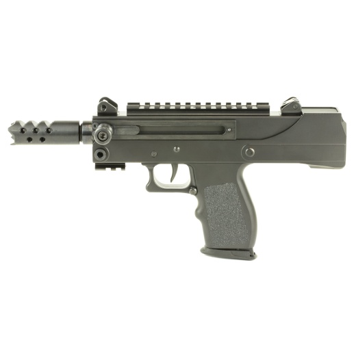 Masterpiece Arms Pistol, Semi-Automatic, 5.7X28mm, 5" Barrel, Threaded Barrel, Aluminum, Black, Adjustable Sights, 20 Rounds, Side Cocker, Scope Mount