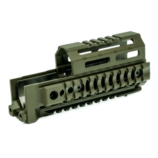 Midwest Industries, Alpha Quad Rail, Picatinny Handguard, Fits Ak Style Firearms, 6", Anodized Finish, Olive Drab Green