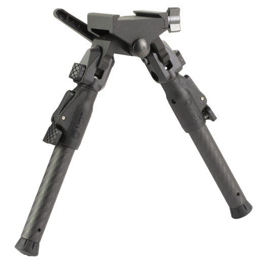 Mdt, Grnd-Pod Bipod, Height Adjustable, Four Locking Positions (0, 50, 80, And 180 Degrees), Rrs Dovetail/Arca Attachment Interface, Aluminum Core, Carbon Fiber Legs, Matte Finish, Black