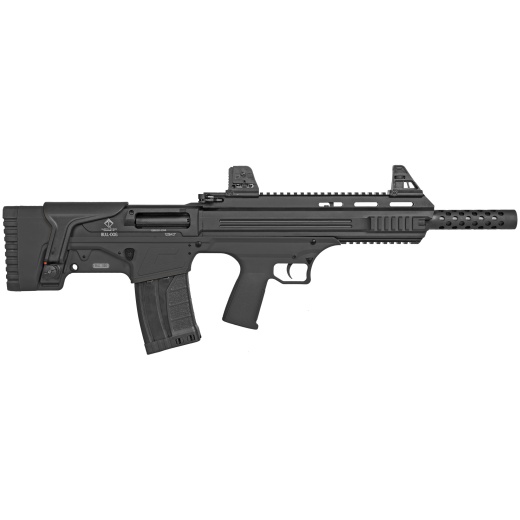 American Tactical, Bulldog, Semi-Automatic Shotgun, Bullpup, 12 Gauge 3" Chamber, 18.5" Barrel, Matte Finish, Black, Open Iron Sights, Ar Style Charging Handle, 3-Piece Choke Tube Set, Adjustable Cheek Rest, Picatinny And M-Lok Rail, 5 Rounds, 1 Magazine