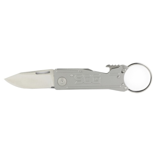 Sog Knives & Tools, Keytron, Folding Knife, 1.8" Straight Edge Clip Point, Black Kraton Handle, 5Cr15mov Steel, Satin Finish, Gray