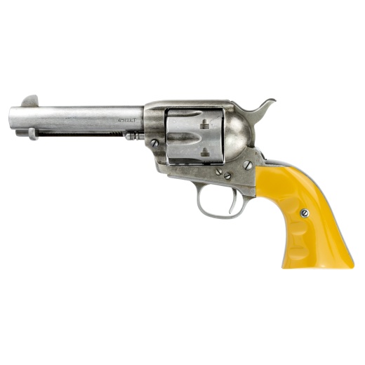 Cimarron, Rooster Shooter Revolver, Single Action Only, 45Lc, 4.75" Barrel, Steel, Original Finish, Orange Grips, 6 Rounds