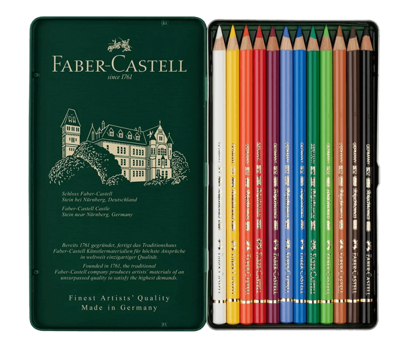 Faber-Castell Polychromos Artists' Colored Pencil Metal Tin Of 12
