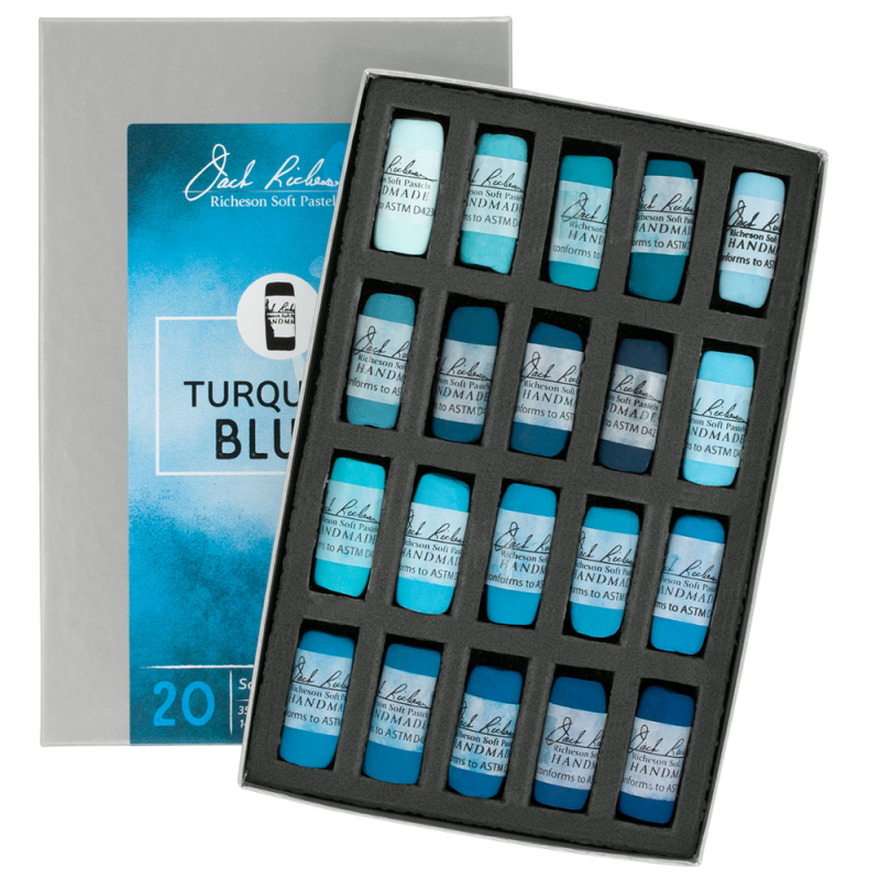 Richeson Soft Handrolled Pastels Set Of 20 - Color: Turquoise Blues