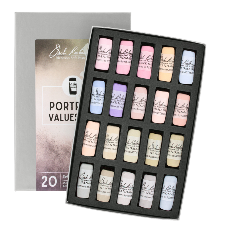 Richeson Soft Handrolled Pastels Set Of 20 - Color: Portrait Values 8-9