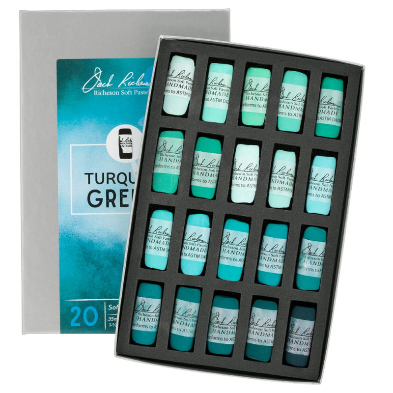 Richeson Soft Handrolled Pastels Set Of 20 - Color: Turquoise Greens
