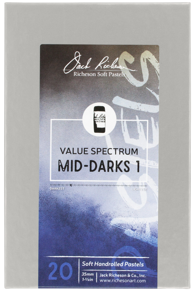 Richeson Soft Handrolled Pastels Set Of 20 - Color: Value Spectrum Mid-Darks 1