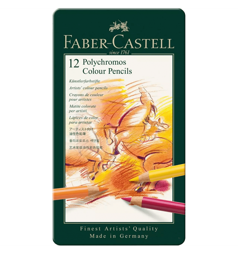 Faber-Castell Polychromos Artists' Colored Pencil Metal Tin Of 12