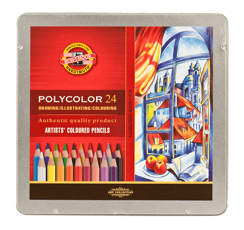 Koh-I-Noor Polycolor Colored Pencil Tin Set Of 24