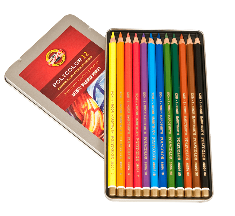 Koh-I-Noor Polycolor Colored Pencil Tin Set Of 12
