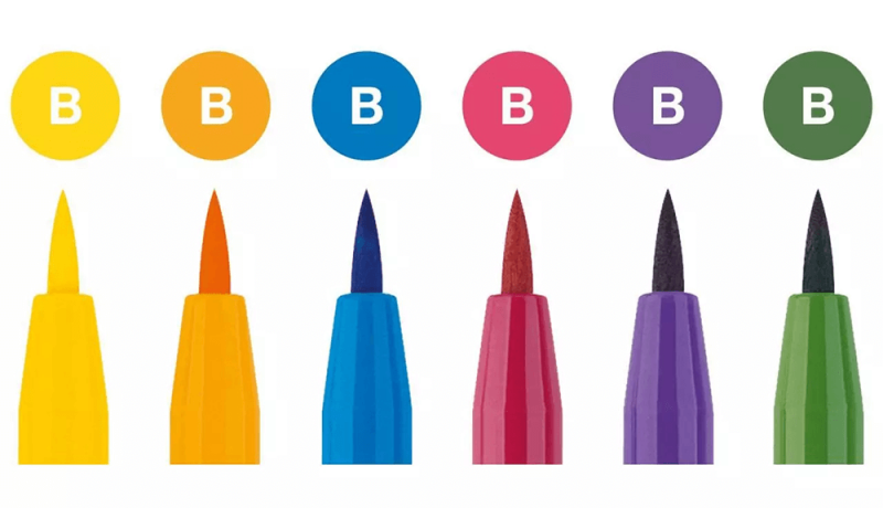 Faber-Castell Pitt Pen Wallet Of 6 Basic Color Brush Pens