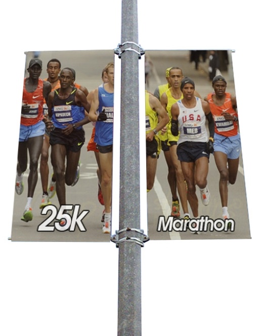 Street Pole Banner Brackets 30" Double Set with Vinyl Banners