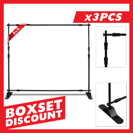 Telescopic Step & Repeat Banner Stand 8Ft - Box Set [Qty 3 Pcs]