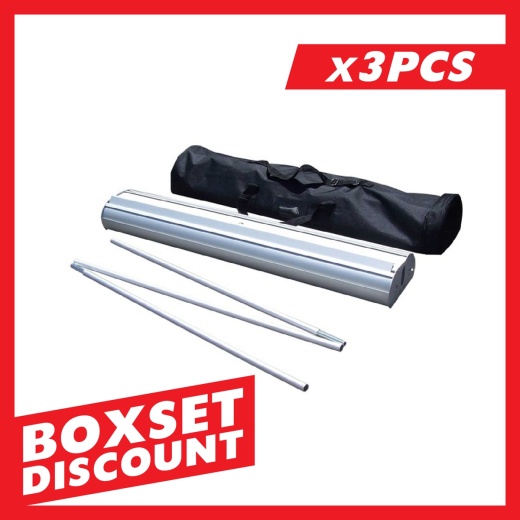 Double Sided 33'' Retractable Roll Up Banner Stand - Box Set [Qty 3 Pcs]