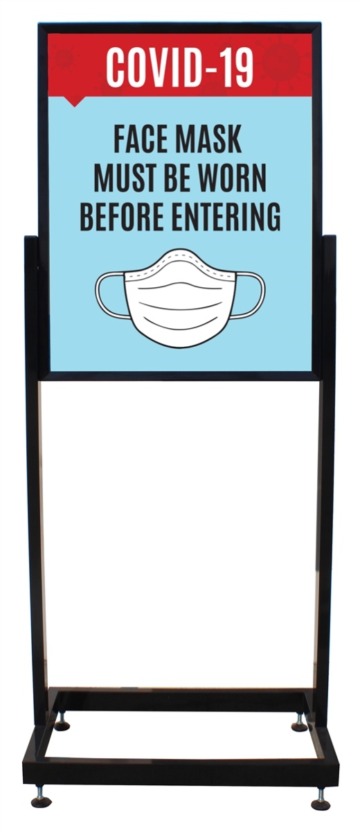 Face Mask Poster Sign Holder Floor Stand 22" x 28" with Print