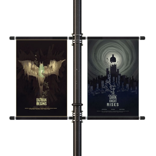 Street Pole Banner Brackets 36" Double Set with 2 Vinyl Banners
