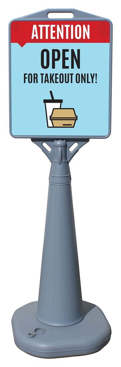 Takeout Only - Outdoor Cone Poster Sign (Water Filled Base) with Prints