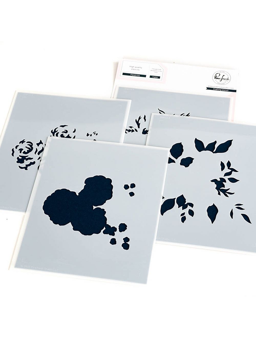 Pinkfresh Studio Stencils 4.25X5.25 5/Pkg Floral Print Circle