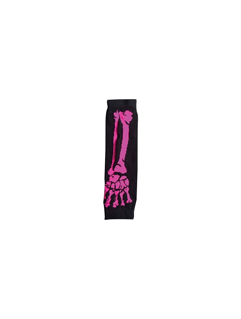 Halloween Wholesalers Striped Short Fingerless Gloves With Skeleton Print (Black & White)