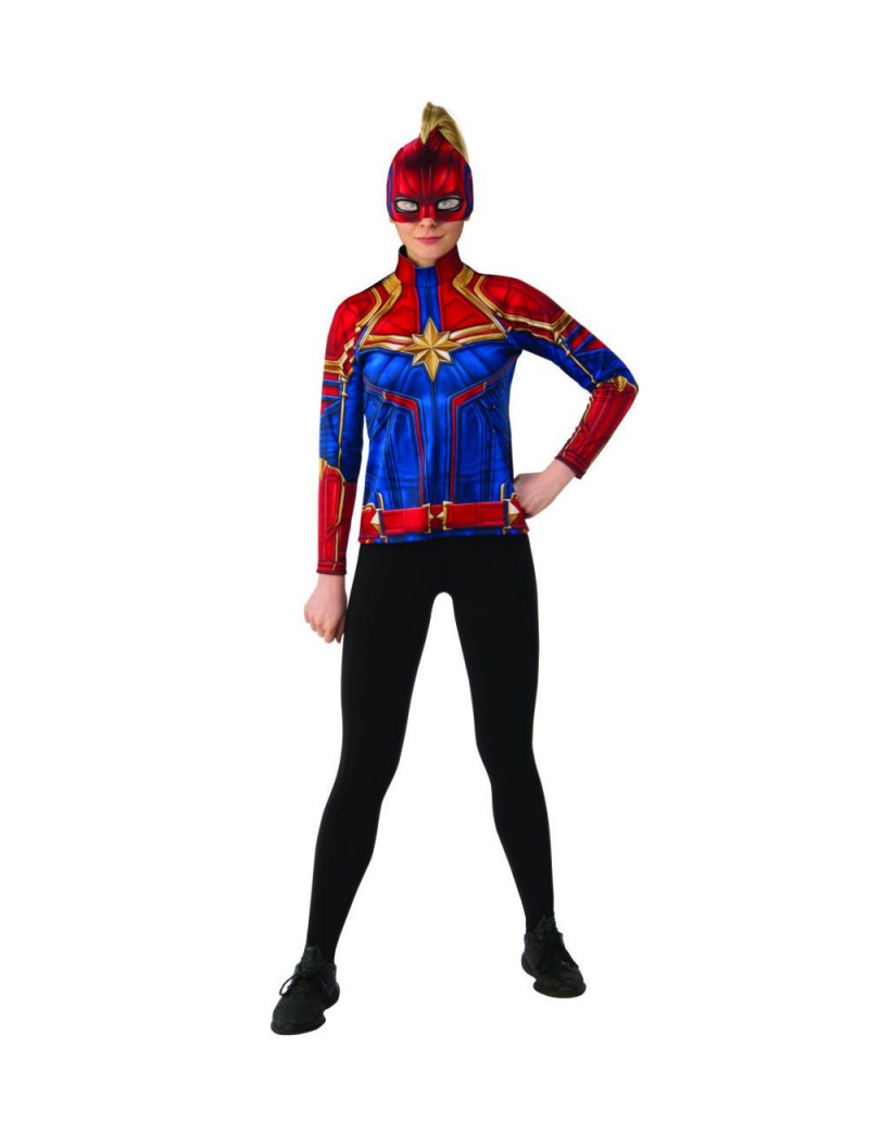 Women's Costume Captain Marvel Hero Top And Headpiece,X-Small