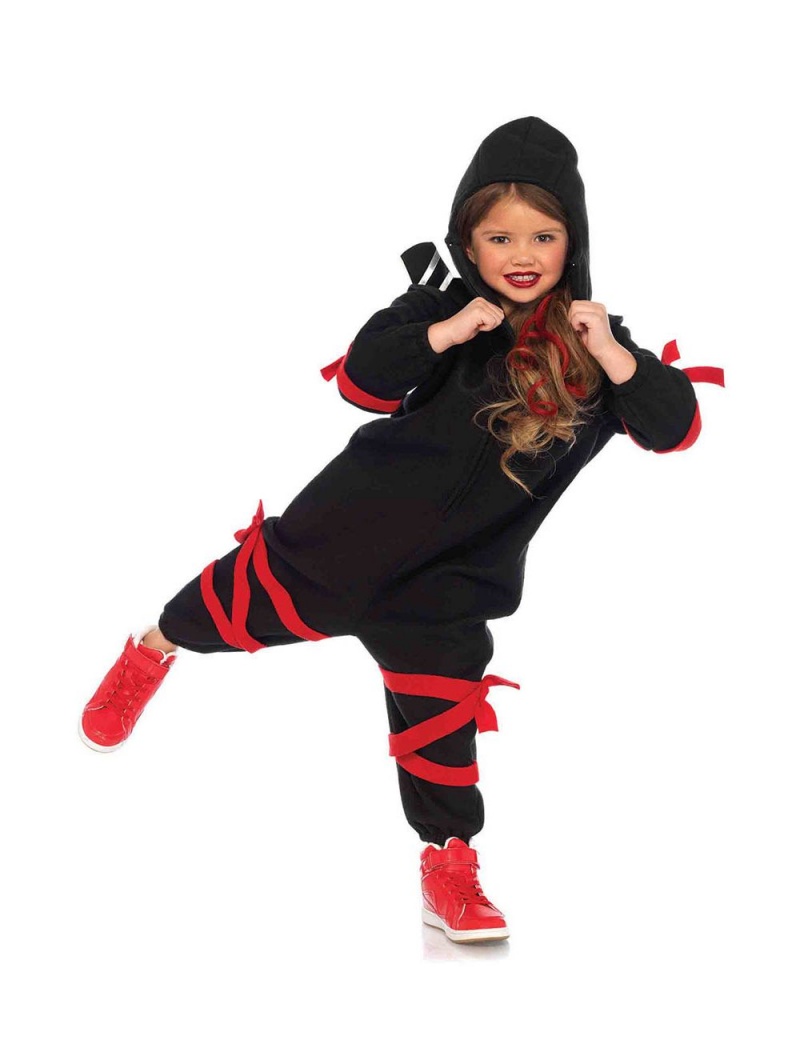 Leg Avenue Children's Ninja Kigurumi Funsie Costume Black And Red Small