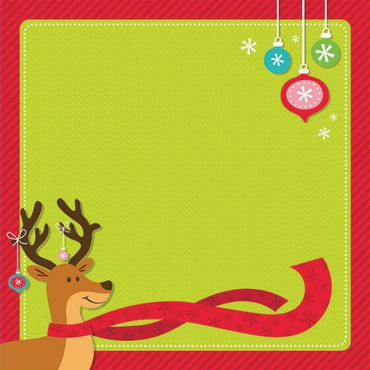 Scrapbook Paper 3D Christmas Reindeer And Ornaments 12 X 12 Inches