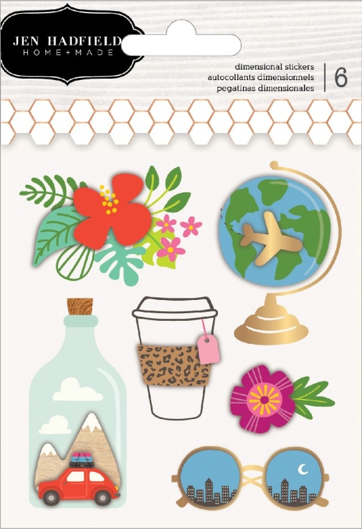 Chasing Adventures Layered Stickers 6 Per Pkg W/Gold Foil Accents