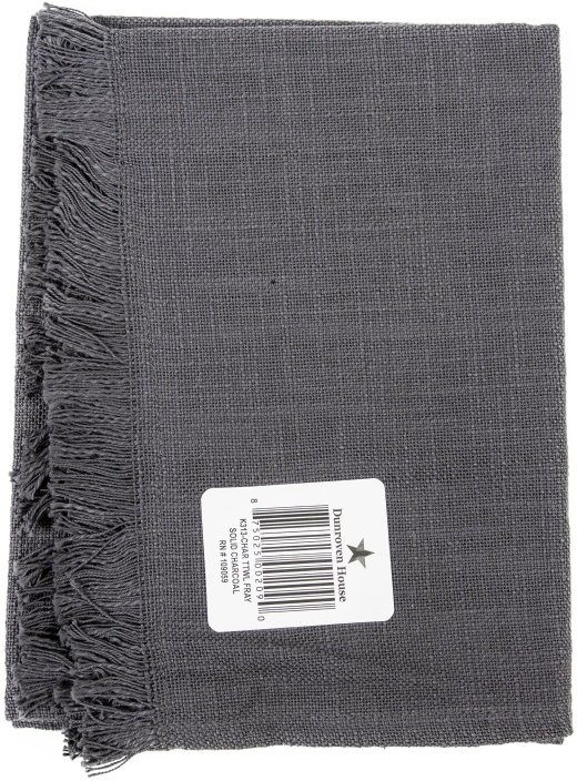 Dunroven House Fringed Edge Tea Towel 20 X28 Inch Charcoal And Dark Grey Inch