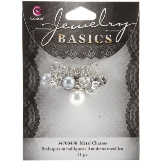 Jewelry Basics Metal Charms-Smoke Glass And Metal Bead Cluster 11 Per Pkg