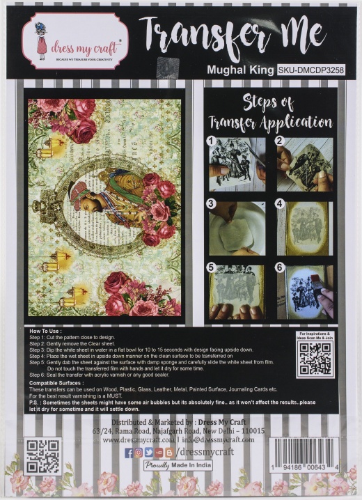 Dress My Craft Transfer Me Sheet A4 Mughal King