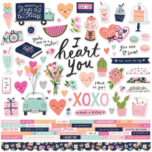 Happy Hearts Cardstock Stickers 12 X12 Inch Combo
