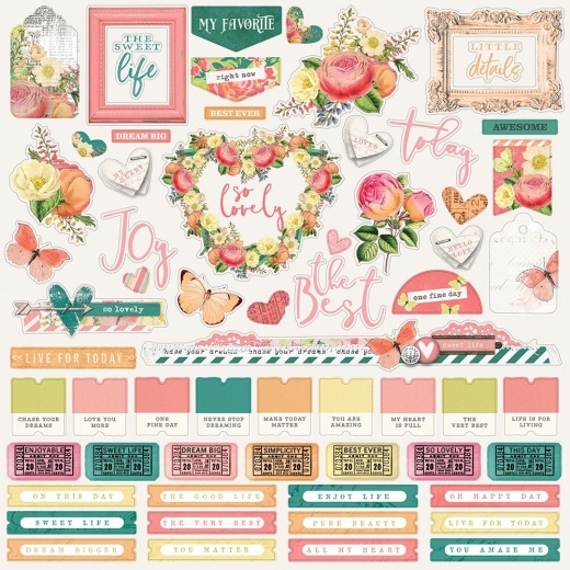 Simple Vintage Garden District Cardstock Stickers 12 X12 Inch Combo Inch