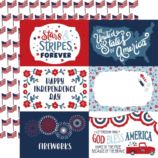 Stars And Stripes Forever Double Sided Cardstock 12 Inch X12 Inch 6X4 Journaling Cards(Pack Of 25)