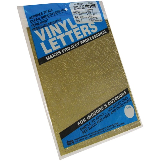 Permanent Adhesive Vinyl Letters And Numbers .5 Inch 852 Per Pkg Gold