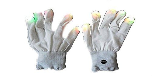 Halloween Wholesalers Light Up Gloves With Changing LED Fingers in White
