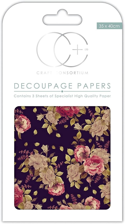 Craft Consortium Decoupage Papers 13.75 Inch X15.75 Inch 3 Per Pkg Autumn Bloom