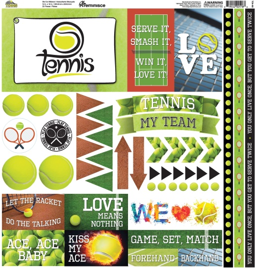 Tennis Elements Stickers 12 X12 Inch Inch