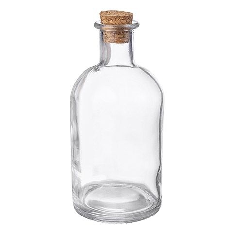 Clear Glass Small Neck Bottle With Cork 5 Inches