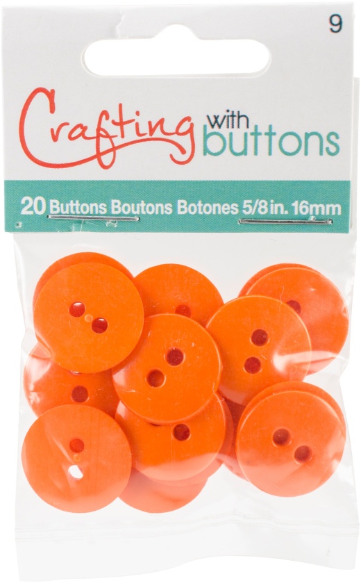 Blumenthal Small Color Buttons 20 Per Pkg Orange 5/8 Inch