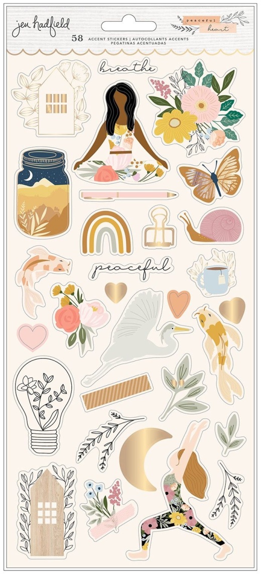 Jen Hadfield Peaceful Heart Cardstock Stickers 6 Inch X12 Inch 93 Per Pkg Icons