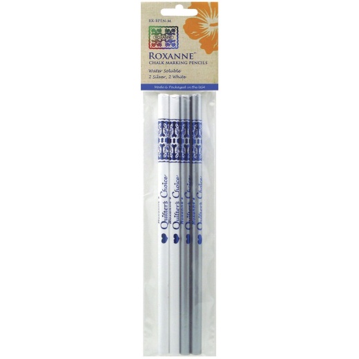 Roxanne Water-Soluble Chalk Marking Pencils 4 Per Pkg 2 Each - White And Silver