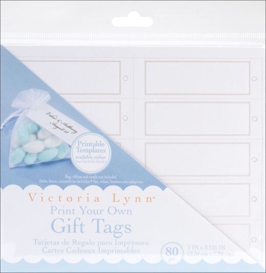 Print Your Own Gift Tags 1x3 inches White Rectangle With Pearl Accent